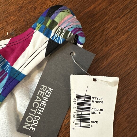NWT Kenneth Cole Purple/Black Check Swimsuit Bikini Bottom Women’s Size Large - Picture 2 of 4